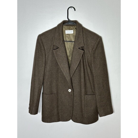 Vintage Land’s End Women’s Brown 100% Wool Blazer Jacket Sz 6 Made In the USA - Picture 1 of 9